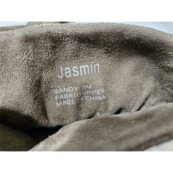 Jasmin Women's Boots Size 8M High Heel Slouch Taupe Fabric Upper Platform - Picture 7 of 9